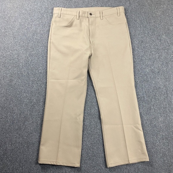 Vintage‎ Levi's Pants Adults 38x29 Beige Bootcut Polyester Black Gold Tab Mens - Picture 1 of 14